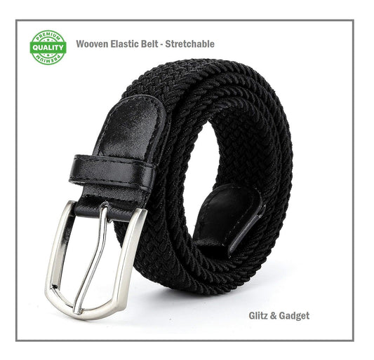 Woven Elastic Belt for Men & Kids | Stretchable Braided Belt | Adjustable Casual Waist Belt | Flexible Fashion Belt