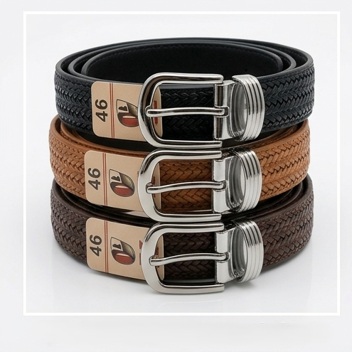 Men's PU Leather Belt 40mm | Textured Leather Finish | Adjustable Formal Belt with Metal Buckle