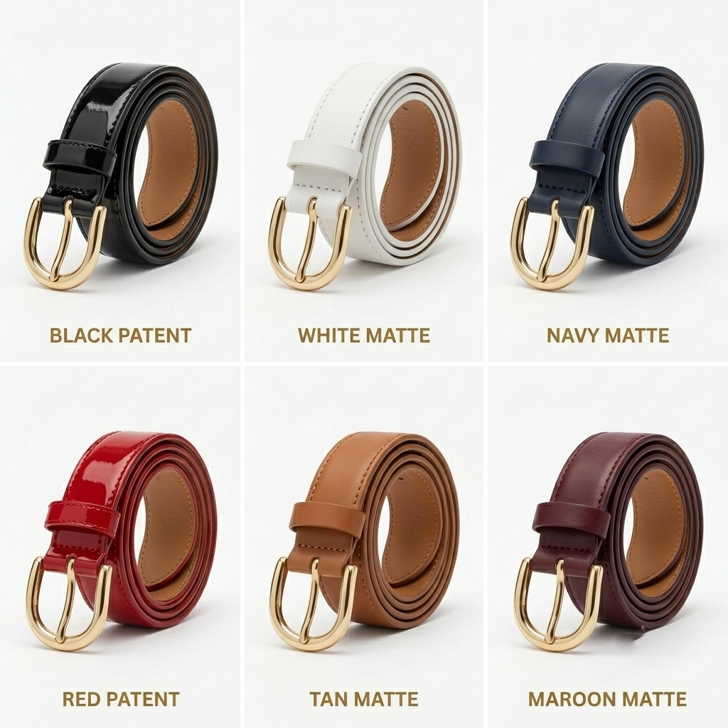 PU Leather Ladies Belts for Women | Plain Stylish Waist Belt for Girls | Adjustable Fashion Belt