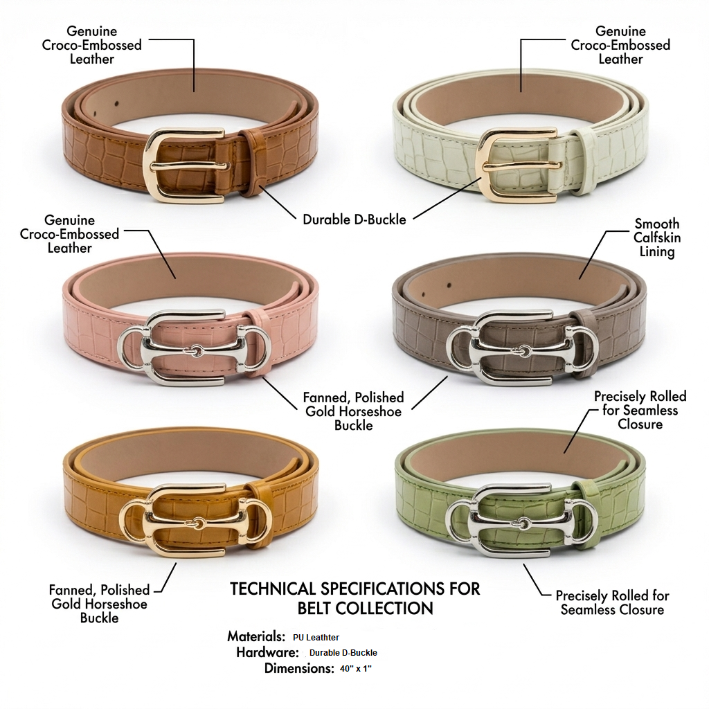 Ladies Belt for Women PU Leather | Stylish Waist Belt for Girls | Adjustable Fashion Belt