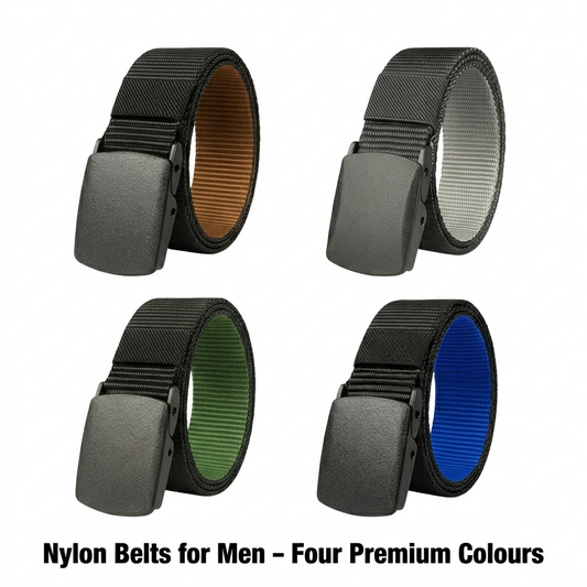Nylon Canvas Belt for Men & Boys | Adjustable Durable Flexible Belt | Double Side Color Casual Belt for Jeans & Trousers